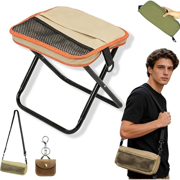 Portable Foldable Backpack Stool, Foldable Sling Bag Stool, Outdoor Folding Camping Chair Shoulder Bag, Lightweight Foldable Stool with Carrying Bags for Picnic Hiking Fishing Mountain (S,A)