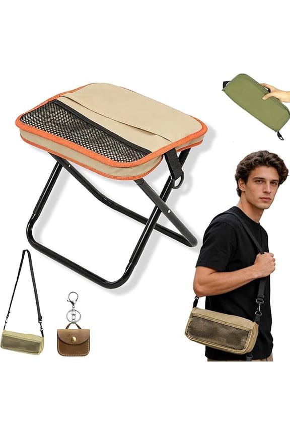 Portable Foldable Backpack Stool, Foldable Sling Bag Stool, Outdoor Folding Camping Chair Shoulder Bag, Lightweight Foldable Stool with Carrying Bags for Picnic Hiking Fishing Mountain (S,A)