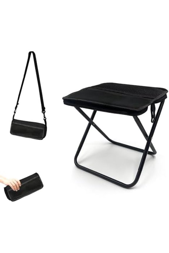 Portable Foldable Backpack Stool, Pocket Chair Camping Fishing Stool, Mini Outdoor Camping Stools Sling Bag, Collapsible Stools Chairs Carry Bag for Fishing Travelling Picnics