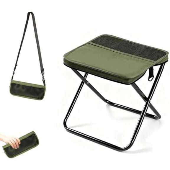Portable Foldable Backpack Stool, Pocket Chair Camping Fishing Stool, Mini Outdoor Camping Stools Sling Bag, Collapsible Stools Chairs Carry Bag for Fishing Travelling Picnics