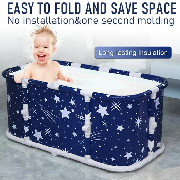 Portable Foldable Bathtub,Foldable Soaking Bathtub for Adults, Freestanding Bathtubs, Hot Bath Tub, Ice Bath, Family Bathroom SPA Tub 47.2x19.7x23.62inch
