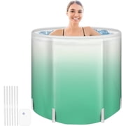 Portable Foldable Bathtub for Adults - Collapsible Travel Tub for Camping, Home & Spa - Space Saving, Durable PVC Green Gradient