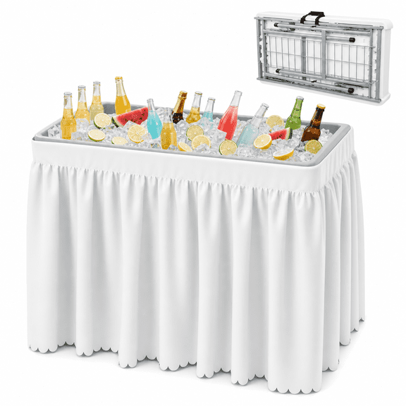 Portable Foldable Beverage Cooler Table White Standard