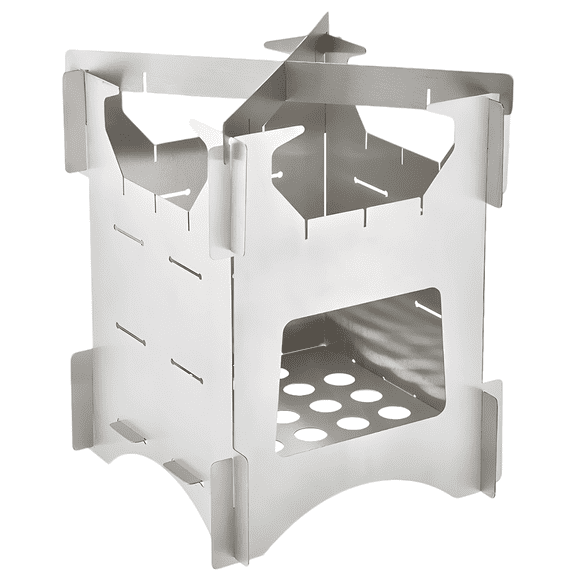 Portable Foldable Camping Stove, Stainless Steel Mini Stove for Wood Burning, Multi Fuel Stove with Cross-feed Design for Outdoor Cooking, Hiking and Backpacking