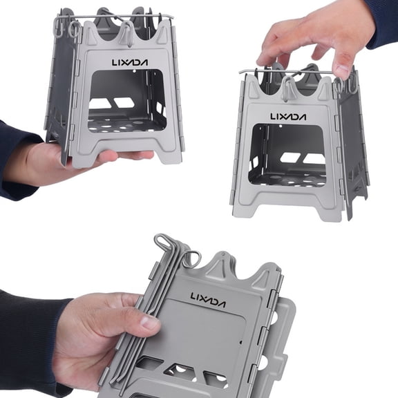 Portable Foldable Camping Wood Stove Stainless Steel Windproof Backpacking Burning Stove Pocket Bonfire Pit for Outdoor Hiking Picnic Cooking and Survival Gear Accessories