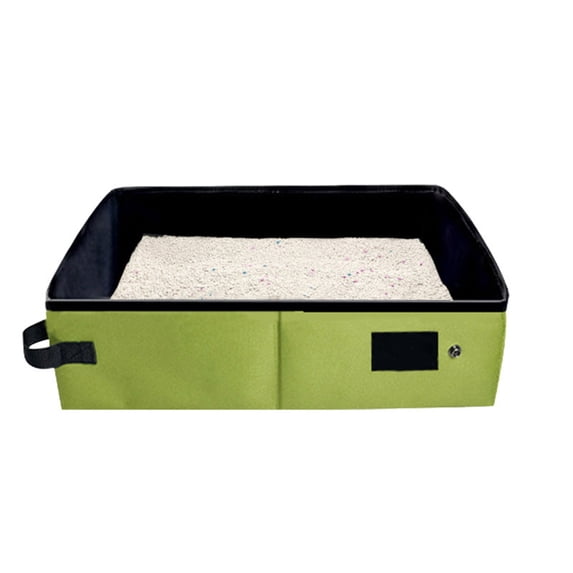 Portable Foldable Cat Litter Box, Lightweight Travel Outdoor Toilet, Car Camping Sand Pan for Kittens, Green, M
