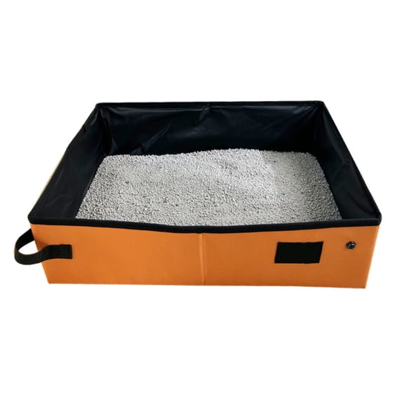 Portable Foldable Cat Litter Box, Lightweight Travel Outdoor Toilet, Car Camping Sand Pan for Kittens, Orange, M