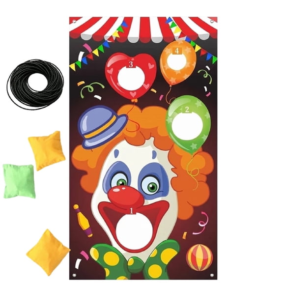 Portable Foldable Circus Clown Toss Game Set, Multi-Style Carnival Hanging Throwing Banner With Bean Bags, All Ages Family Interactive Game For Backyard Lawn Beach Classroom Halloween Birthday Party