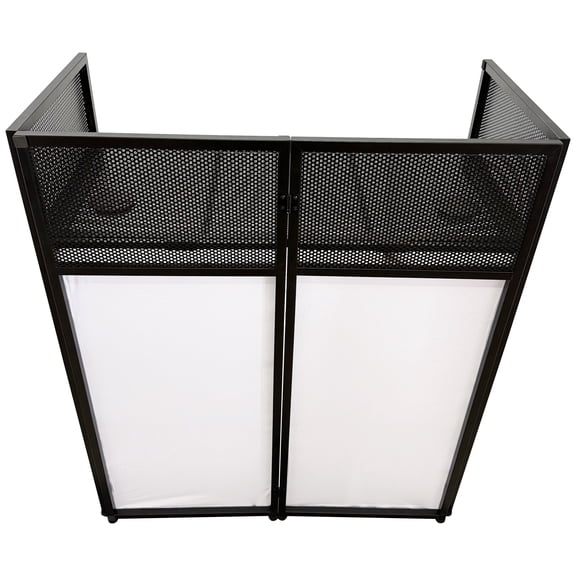 Portable Foldable DJ Booth Steel Alloy Frame DJ Event Facade White Scrim Booth with Storage Bag