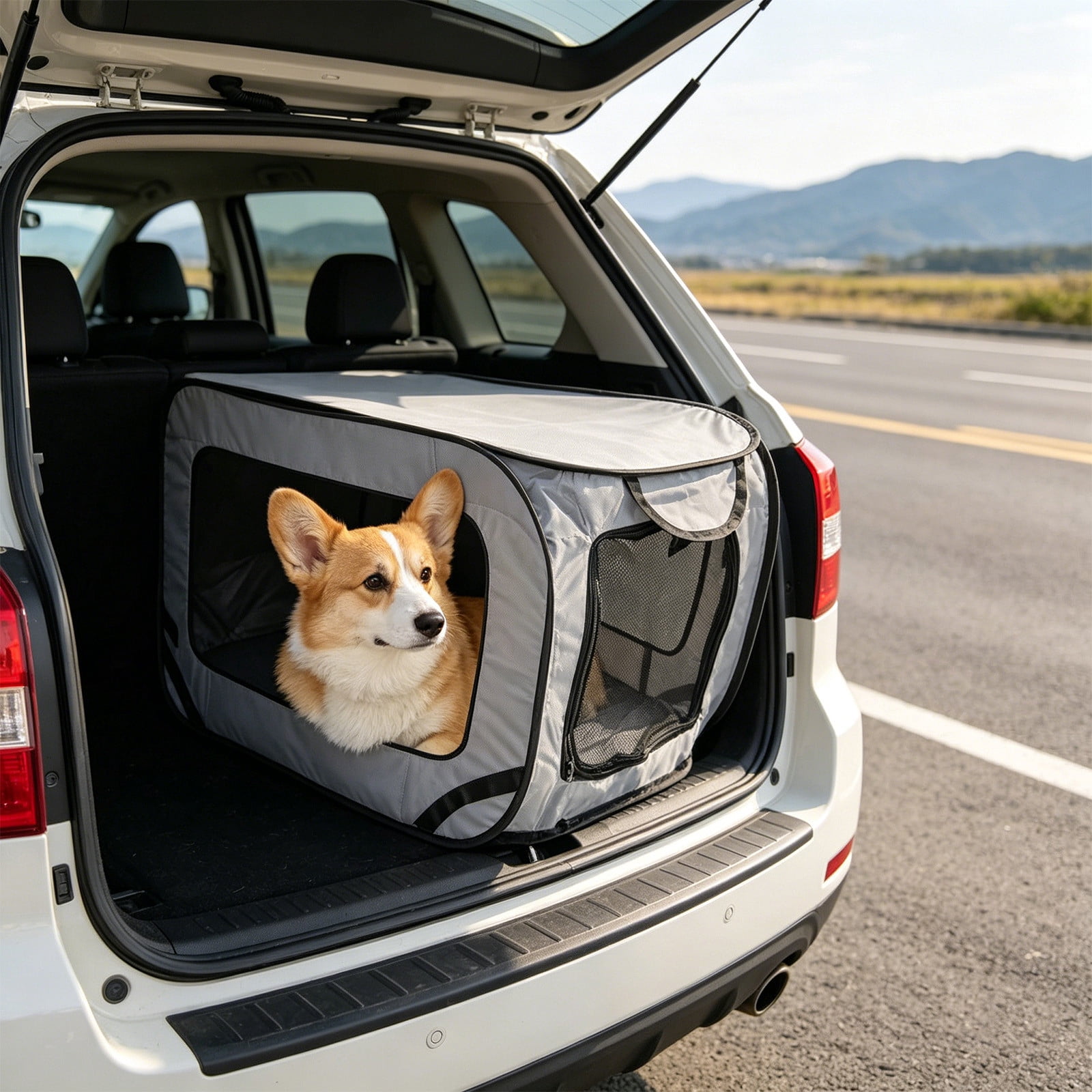 Portable Foldable Dog Crate Car Travel Soft Sided Pet Playpen Kennel Tent Lightweight Indoor Outdoor Portable Pet Enclosure Cat Dog Fence