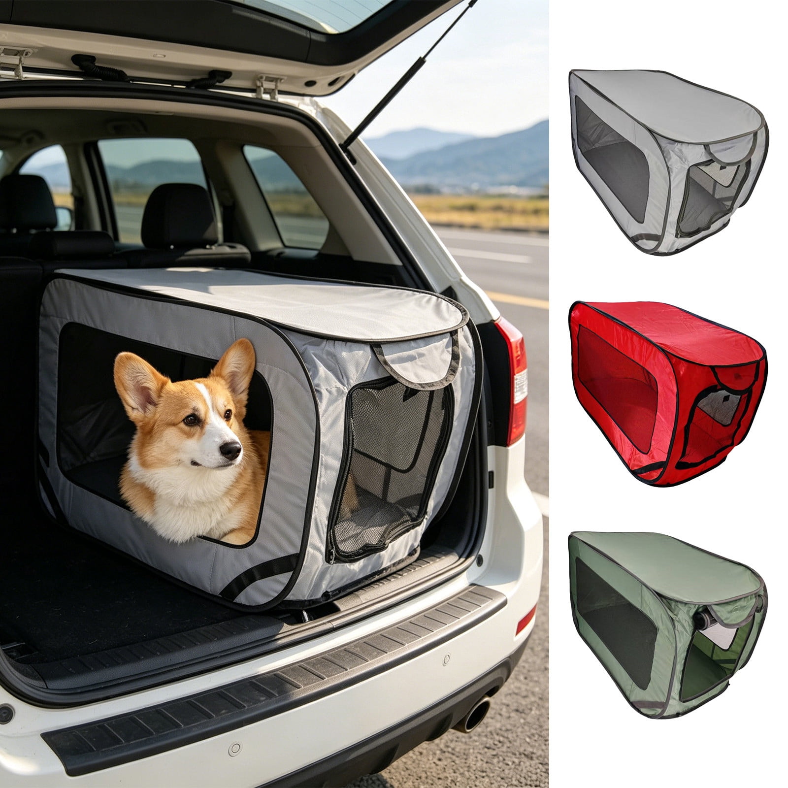 Portable Foldable Dog Crate Car Travel Soft Sided Pet Playpen Kennel Tent Lightweight Indoor Outdoor Portable Pet Enclosure Cat Dog Fence