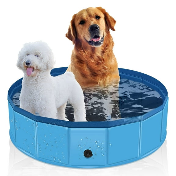 Portable Foldable Dog Pool, 63" x 12" Slip-Resistant PVC Pet Pool, Collapsible Outdoor Swimming Pool for Large & Small Dogs, Cats, and Kids
