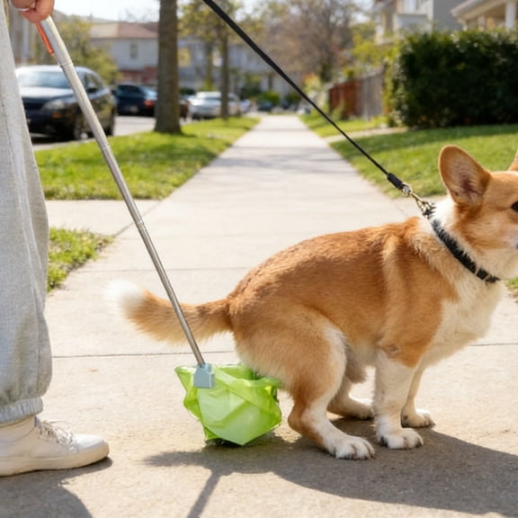 Portable Foldable Dog Poop Catcher With Bag Attachment No Bending Poop Picker up for Dogs Dog Pooper Scooper
