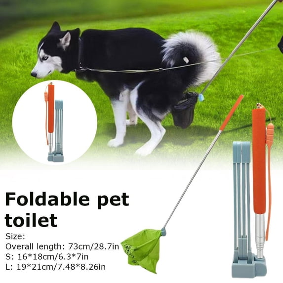 Portable Foldable Dog Pooper Scooper with Bag Attachment, No-Bend Pet Waste Picker Upper for Large Dogs