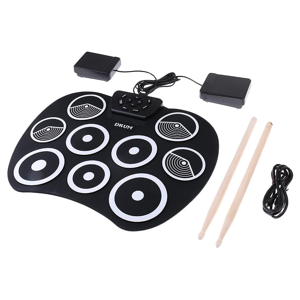 Portable Foldable Electronic Drum Roll Up Drum 9 Silicone Pad with Drumstick
