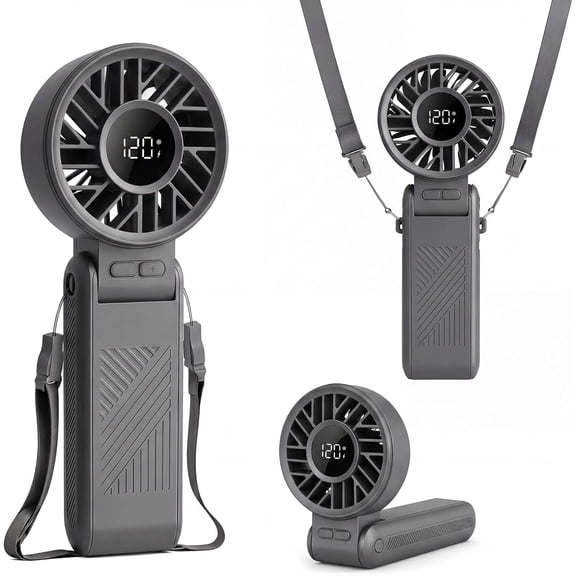 Portable Foldable Fan, 120 Speed 4000mAh Rechargeable Handheld Mini Fans, 4-in-1 Turbo Power Face Cooling Personal Fan for Travel, Concerts, Sports Events, Beach and Outdoor Black