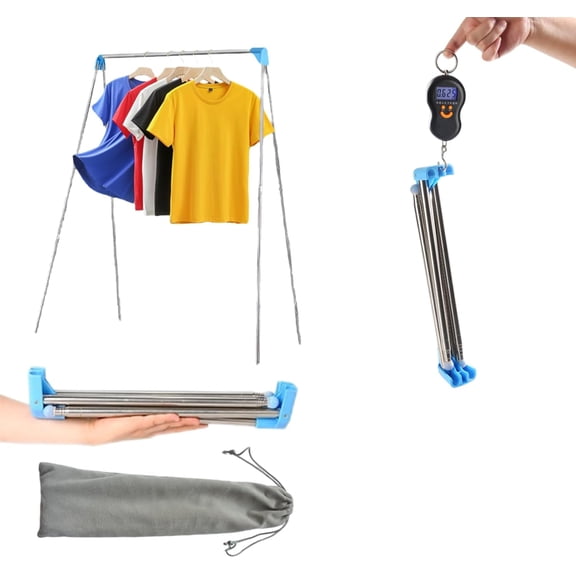 Portable Foldable Garment Rack Stainless Steel Compact Travel Drying Rack
