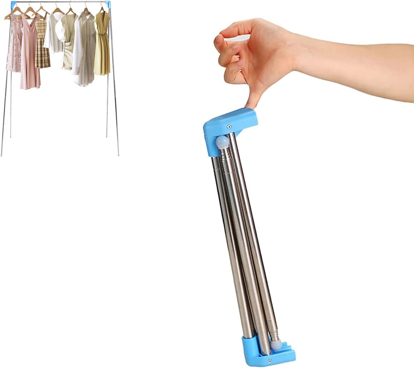 Portable Large Hanging Laundry Garment Rack, Collapsible Steel Clothes