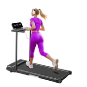 Portable Foldable Home Treadmill with Handle Bar & Incline, Compact Mini Walking Pad, 3.5HP Electric Motor, 0.6 10 MPH, 12 Preset Programs, 400 lbs Capacity