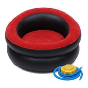 Portable Foldable Inflatable Sofa Recliner 33.46in   33.46in   20.87in Red w/ Foot Pump for Camping Indoor Outdoor