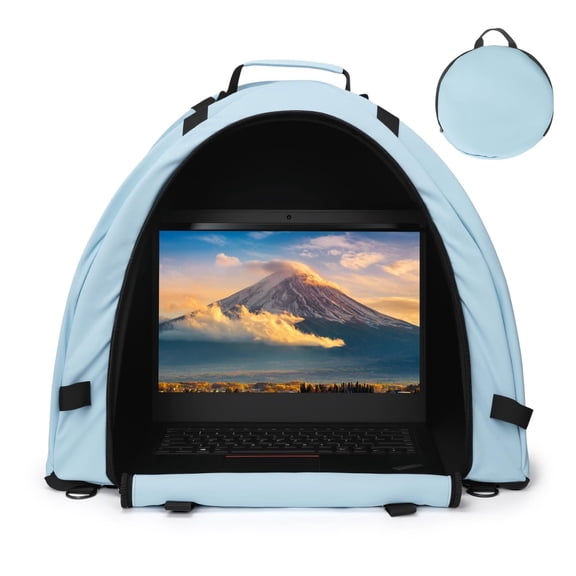 Portable Foldable Laptop Privacy Tent 19.1x17Inch,Waterproof Outdoor Sun Shade Hood with Adjustable Shoulder Strap,Travel Anti-glare Notebook Screen Cover