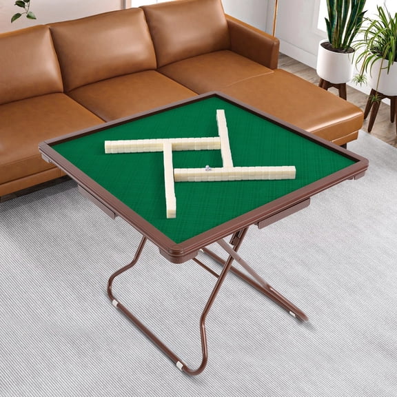 Portable Foldable Mahjong Table With 4 Cup Holders & 4 Drawers For 4 People