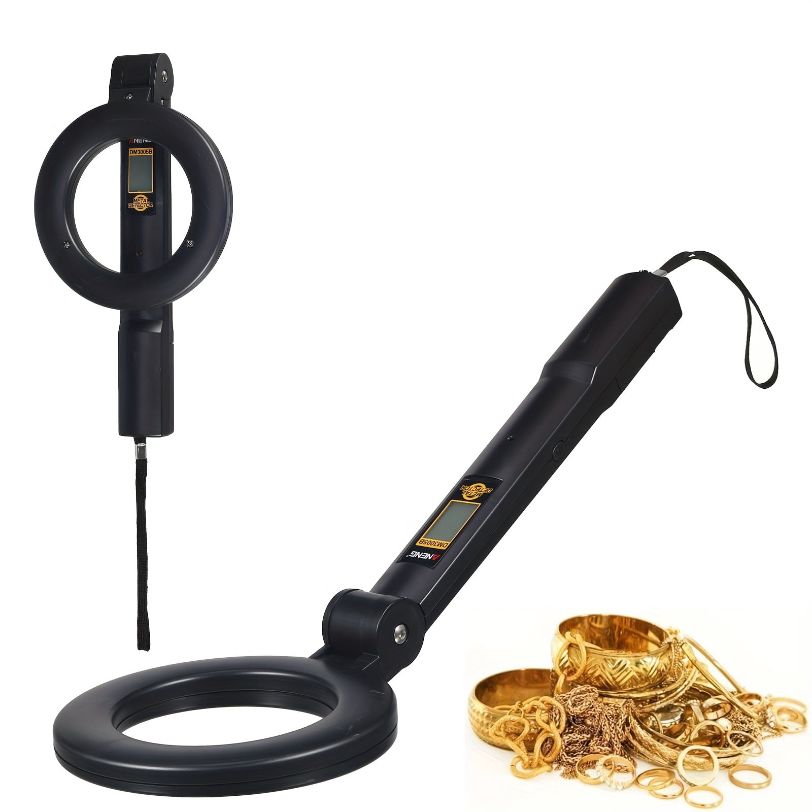 Portable Foldable Metal Detector with LCD, 3 Detection Modes for Coins, Gold & Jewelry