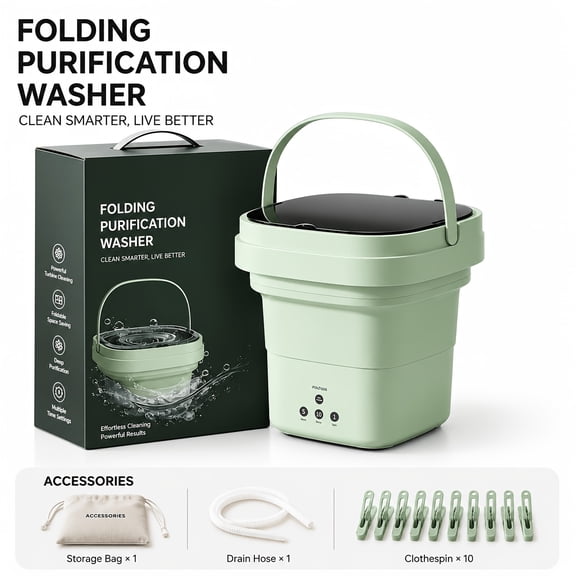 Portable Foldable Mini Washing Machine with 3 Wash Modes and Spin Dry Function, Compact Washer for Socks, Clothes, Towels and Delicate Fabrics