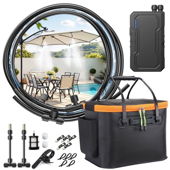 Portable Foldable Misting System, Outdoor Mist Cooling for Patio, Camping, Garden, Pets