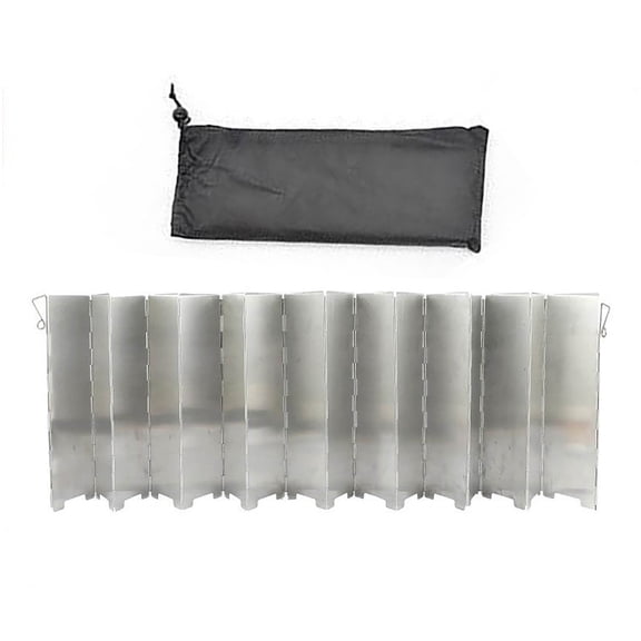 Portable Foldable Outdoor Windbreak Shield Panel for Camping Hiking Beach BBQ Lightweight Aluminum Structure with Carry Pouch 16PCS