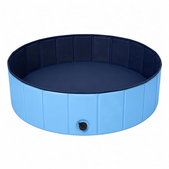 Portable Foldable Pet Bath Pool for Dogs and Cats, 31.5" x 11.8" Collapsible Kiddie Pool for Outdoor/Indoor Use, Durable PVC Anti-Slip Pet Swimming Pool with Drain Valve, Easy to Store