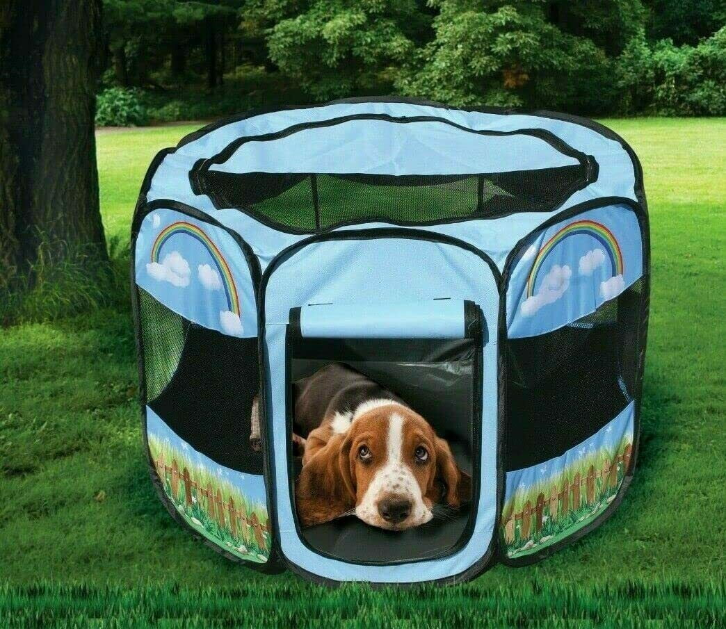 Portable Foldable Pet Playpen Dog Travel Kennel Crate + Free Carrying Case