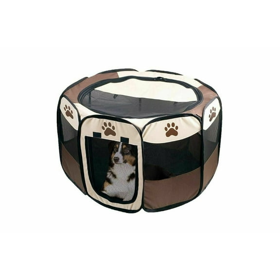Portable Foldable Pet Playpen For Dogs, Paw Print - Indoor and Outdoor Use, Medium/Large Sized Pets - Pop-Up, Traveling, Kennel Design, Ideal for Keeping Pets Safe and Secure