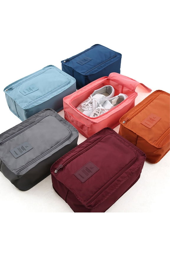 Portable Foldable Shoe Storage Bag Travel Organizer Hand Carry Clothes Organizer Case Lightweight Polyester Multi-Compartment for Shoes Clothes Business Trips 11.8x8.3x4.7in Navy