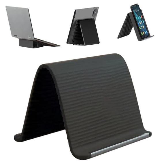 Portable Foldable Silicone Phone Holder, Adjustable Anti-Slip Desktop Mount for Phone Tablet Laptop, Ergonomic Bendable Stand Freely into Any Shape（Black）