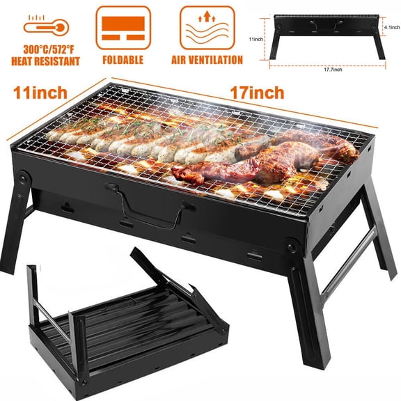 Portable Foldable Stainless Steel Charcoal Grill for Outdoor Camping Patio