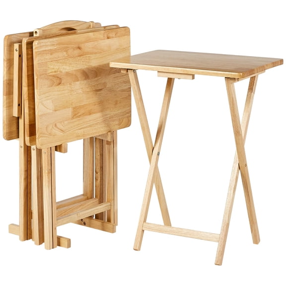 Portable Foldable TV Tray Table 4-Pack With Storage Rack Space-Saving Sturdy For Living Room Bedroom Home Office