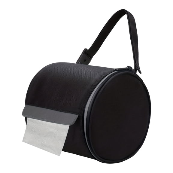 Portable and Foldable Toilet Paper Holder with Adjustable Strap, Honeycomb Tissue Dispenser for Camping, Tent, Home, and Office Use, Black, Durable Fabric Cover