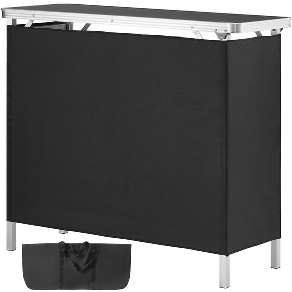Portable Foldable Trade Show Display Counter, Lightweight Aluminum Frame Exhibition Podium Table with MDF Boards Polyester Cloth Carry Bag for Expo Vendor Conference Booth
