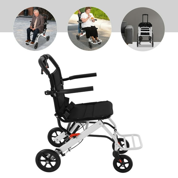 Portable Foldable Wheelchair Handcart with Storage Bag (Including Storage Bag) Used In Homes, Hospitals, Nursing Homes