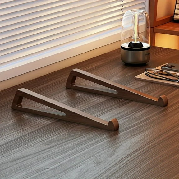Portable Foldable Wooden Laptop Stand-Ergonomic 12 Adjustable Angle, Cooling Ventilation Triangular Design,Office Accessory