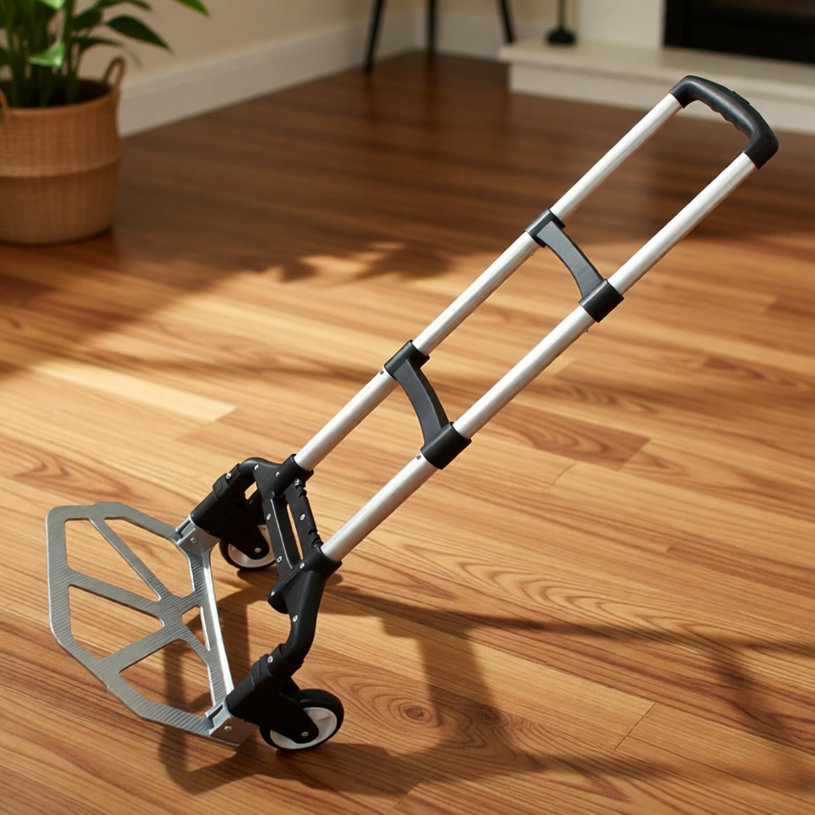 Portable Folding Aluminum Hand Truck Cart | Lightweight Collapsible Dolly Trolley with 165 lb Capacity for Moving, Apartment Hauling, Groceries, Beach Gear & Garage Storage, Black