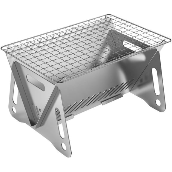 Portable Folding BBQ Grill with Carry Bag for 1-2 People - Mini Charcoal Grill for Camping, Compact Stainless Steel Fire Pit, Outdoor Grill for Backyard, Hiking & Picnic (8.2X5.5 IN)