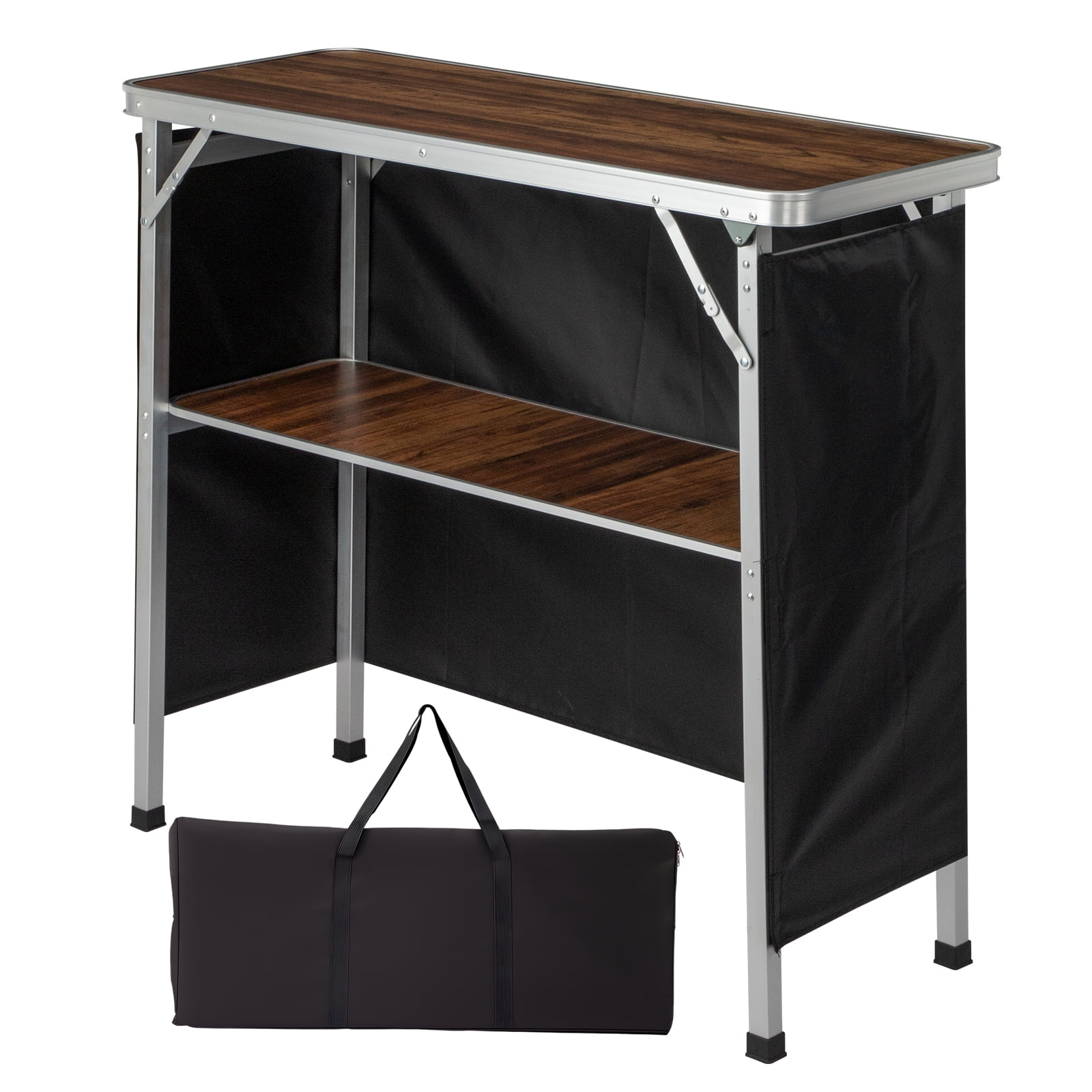 Standing Party Table Portable Folding Bar Table with Shelf, Tradeshow Podium Table with ...