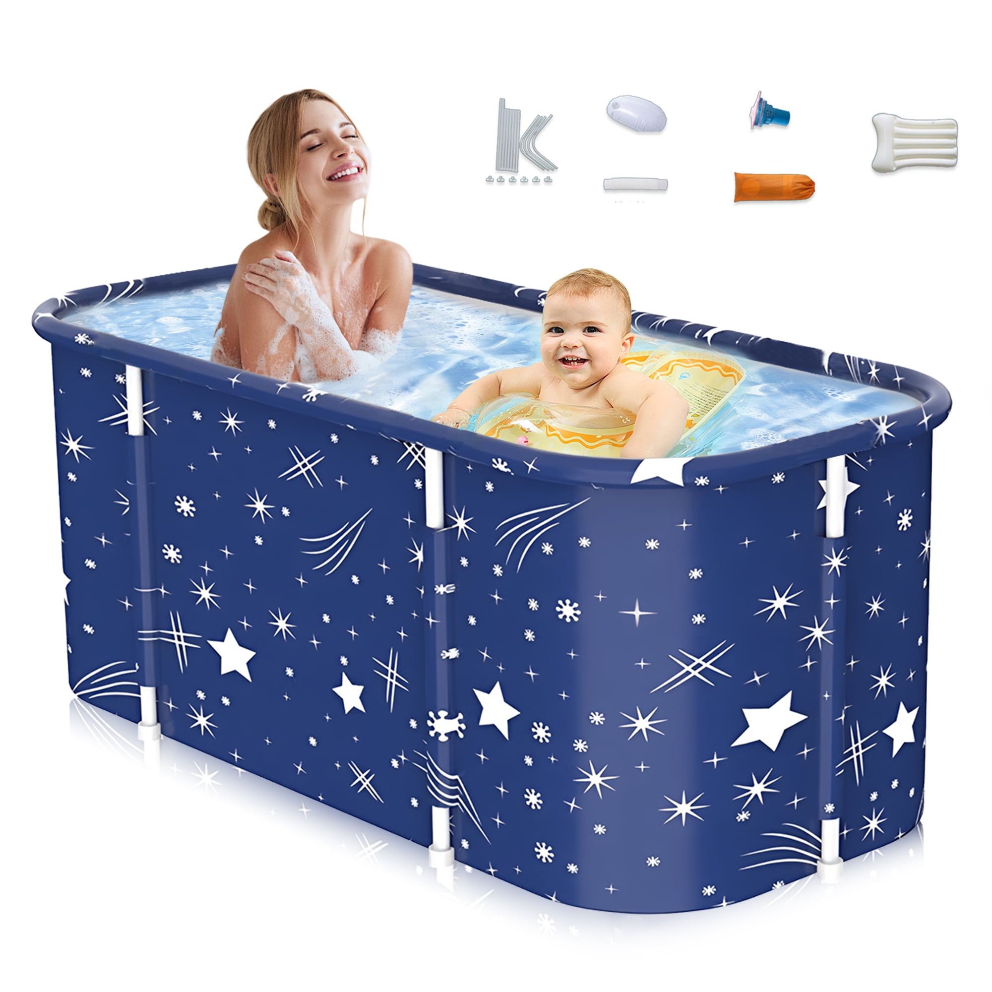 RICHYOUNG Portable Folding Bathtub, Large Indoor/Outdoor Soaking SPA ...