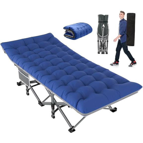 Portable Folding Bed 75" Extra Large, Double-Sided Mattress Camping Bed, Heavy Duty Outdoor Sleeper for Sports Fields, Playgrounds & Skating Rink Seating