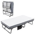 thumbnail image 1 of Portable Folding Bed with Mattress for Kids Adults Guest, 75x38 Inches Metal Folding Cot Bed Frame with Wheels, Side Pocket and Cover, Saving Space Rollaway Bed, 350 lbs Weight Capacity, 1 of 8