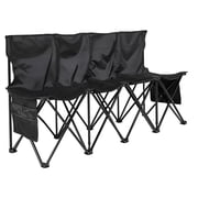 Portable Folding Bench 4 Seat Soccer Bench with Backrest Side Pockets Carrying Bag Lightweight for Football Baseball Camping Outdoor Events Black