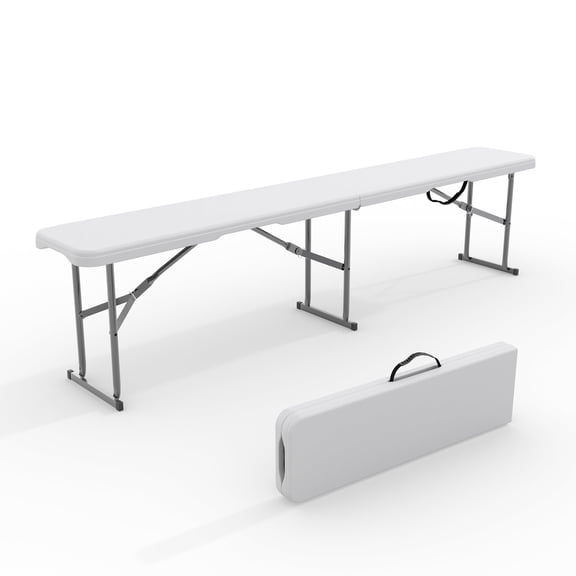Portable Folding Bench 6 Ft, Heavy-Duty HDPE Plastic Bench with Carrying Handle, Foldable Outdoor Seating for Picnic, Camping, Party, Sports Events, and Tailgating