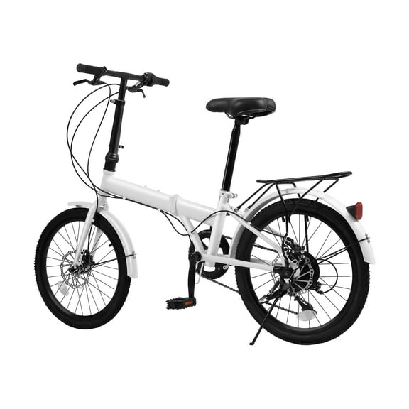 Portable Folding Bicycle with 7-Speed Gears, Adjustable Seat & Handlebars, Safe Disc Brakes, Reflective Strips, PU Cushion for Comfortable and Safe Rides
